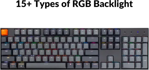 Vista 7 de Keychron K10 - Teclado mecánico con cable Bluetooth inalámbrico y USB para juegos para Mac con interruptor Gateron G Pro azul multitarea