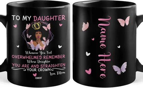 Vista 23 de CUBICER Taza de café de cerámica negra personalizada, tazas religiosas, con nombre personalizado, tazas grandes con refranes para mujeres, hombres
