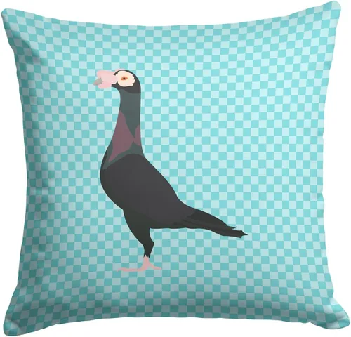 Vista 265 de Caroline's Treasures BB8163PW1414 Beltsville - Almohada decorativa de tela a cuadros pequeños, color blanco, pavo y gallina azul, lavable a máquina