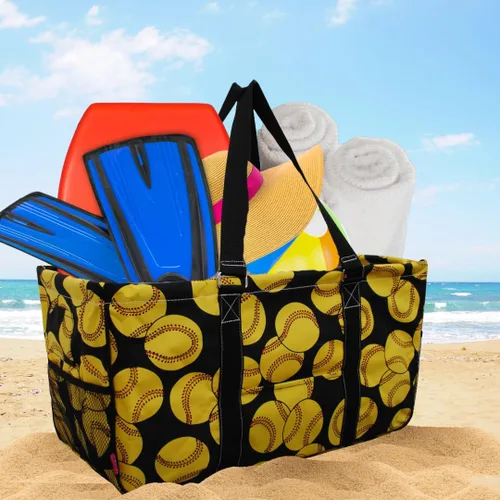 Vista 435 de NGIL Bolsa de comestibles reutilizable extra grande plegable de gran tamaño para comestibles, almacenamiento, picnic, playa, Estampado