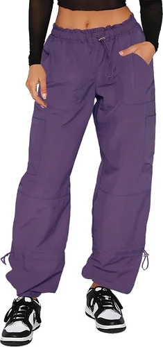 Vista 17 de DISCIPBUSH Pantalones cargo holgados para mujer, pantalones de paracaídas para mujer, pantalones rave, pantalones Y2K, trajes de festival para mujer