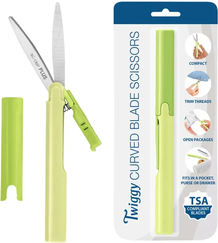 Vista 16 de Plus Tijeras Compactas Estilo Bolígrafo Twiggy con Tapa, Blanco