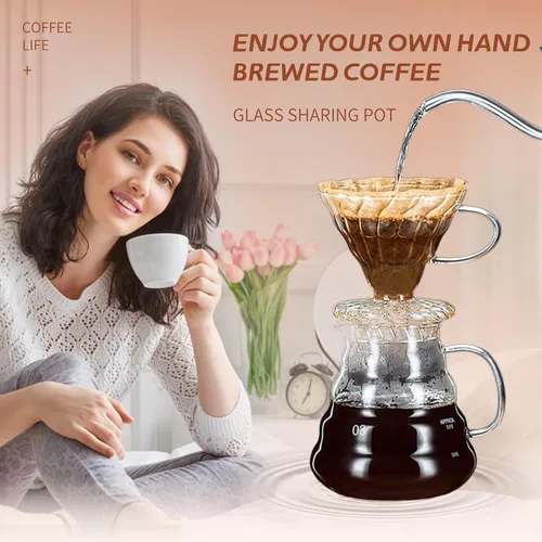 Vista 2 de Servidor de Café de Vidrio para Cafetera de Goteo, Jarra de Café de Vidrio Estándar, Cafetera con Tapa, Transparente, 01 360ml (12oz)
