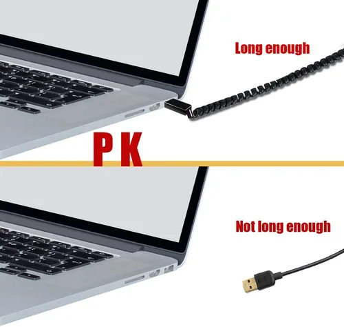 Vista 5 de Cable de expansión USB 2.0 en espiral estándar de 4 a 36 pulgadas, espiral estándar, flexible, tipo A macho a micro B macho, procesadores para USB