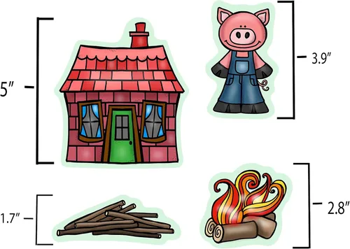 Vista 3 de Juego de historias de tres cerditos pequeños, figuras de tablero de fieltro de franela, 13 piezas precortadas más páginas de actividad, niños