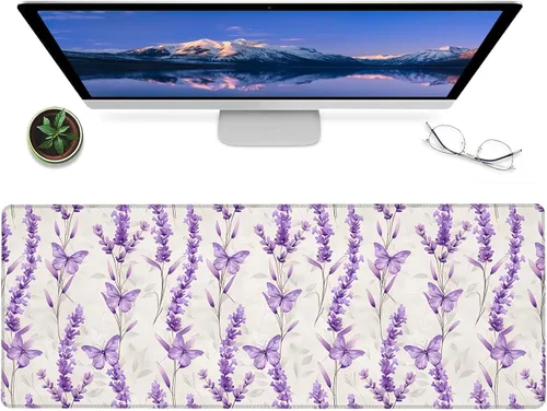 Vista 11 de Alfombrilla de mouse para juegos de margaritas, alfombrilla de escritorio de goma antideslizante de 12 x 31.5 pulgadas con encantador diseño floral