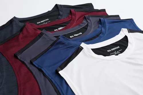 Vista 4 de Paquete de 5 unidades Camiseta deportiva atlética de tecnología deportiva para hombre de Dry-Fit Ropa para Entrenamiento y ejercicio