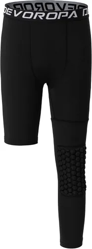 Vista 28 de DEVOROPA Youth Boys' Compression Pants with Knee Pads 3/4 Basketball Athletic Tights Quick Dry Sports Workout Leggings Negro