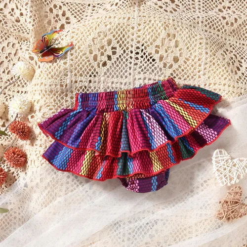 Vista 3 de HINTINA Conjunto de ropa de fiesta de Cinco de Mayo para bebé niña mexicana bordados florales