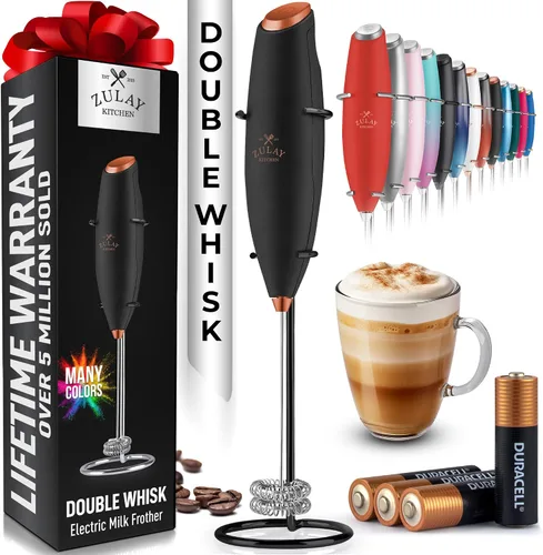 Vista 72 de Zulay Milk Boss Espumador de leche potente manual, hace espuma para latte, batidor para mezclar bebidas, café, miniespumador para capuchino, frappé