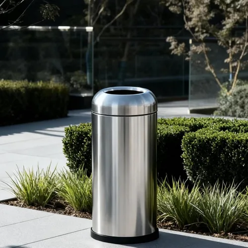 Vista 7 de WICHEMI - Cubo de basura comercial grande de 16 galones, cubo de basura para exteriores con tapa superior abierta para patio, cubo de basura