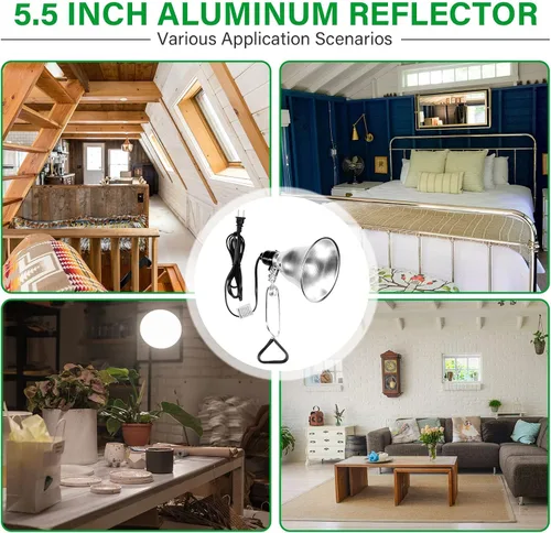 Vista 7 de Simple Deluxe - Lámpara de techo con abrazadera de 5.5 pulgadas con reflector de aluminio de hasta 60 W, casquillo E26 (sin foco incluido), cable