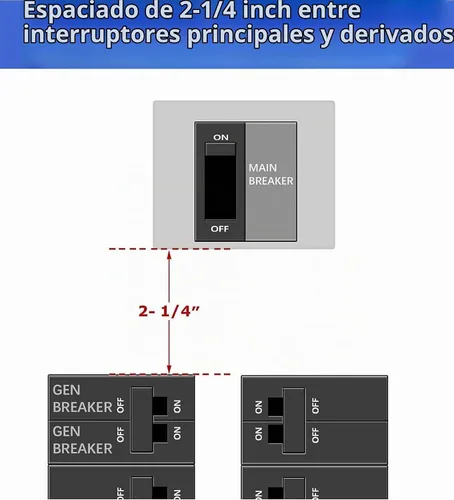 Vista 3 de Kit de bloqueo de generador compatible con Eaton Cutler Hammer Vertical Throw 150 o 200 Amp paneles principales, 2 1/4 pulgadas de espacio entre