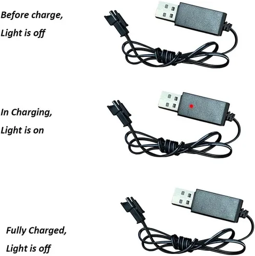 Vista 5 de Seasider Batería recargable de iones de litio de 3.7 V 2600 mAh, enchufe SM-2P y cable de carga USB para control remoto, autos de juguete a control