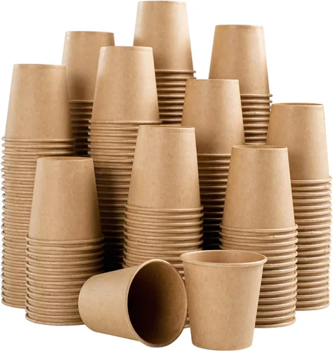 Vista 10 de Lamosi 200 paquete de tazas de papel kraft de 10 onzas, tazas de café de papel desechables marrones, tazas sin blanquear para bebidas