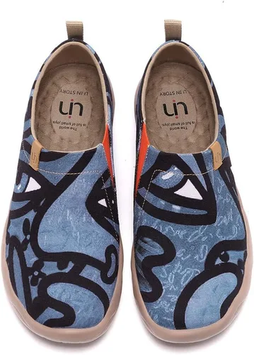 Vista 100 de UIN Zapatos de viaje para caminar para hombre, sin cordones, de lona, informales, ligeros, cómodos y modernos, diseño de perritos felices Ahhhhh