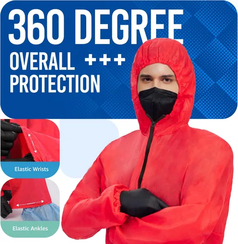 Vista 2 de Medtecs Trajes de materiales peligrosos - 6 opciones de tamaños - Traje de overol desechable, overol de protección médica Trajes