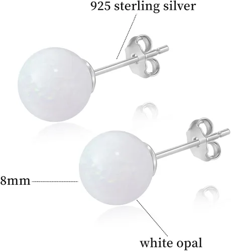 Vista 53 de Natural Stone Stud Earrings for Women 8mm Sterling Silver Genuine Gemstone Earrings Handmade Sterling Silver Crystal Stud Earrings for Women