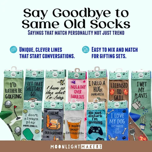 Vista 76 de Moonlight Makers Funny Colored Socks, Novelty Socks, Stocking Stuffer, Unisex Socks