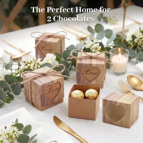 Vista 3 de VGOODALL Cajas de regalo pequeñas, cajas de recuerdo de fiesta, 2 x 2 x 2 pulgadas, paquete de 50 unidades para invitados nupciales, baby shower