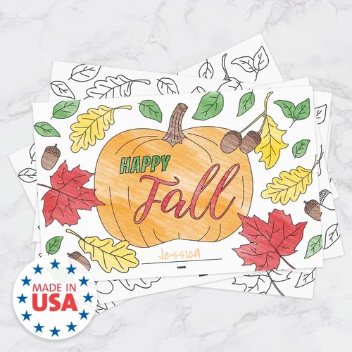 Vista 6 de Manteles individuales de actividades para colorear de Acción de Gracias, 12 hojas para colorear de Feliz otoño, 11 x 17 pulgadas, papel de dibujo