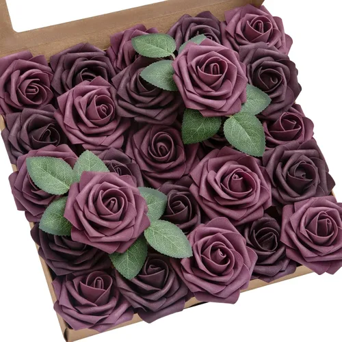 Vista 58 de Ling's Moment - Rosas artificiales de espuma, color negro, de aspecto realista con tallo, para bricolaje, decoración de Halloween, ramos de boda