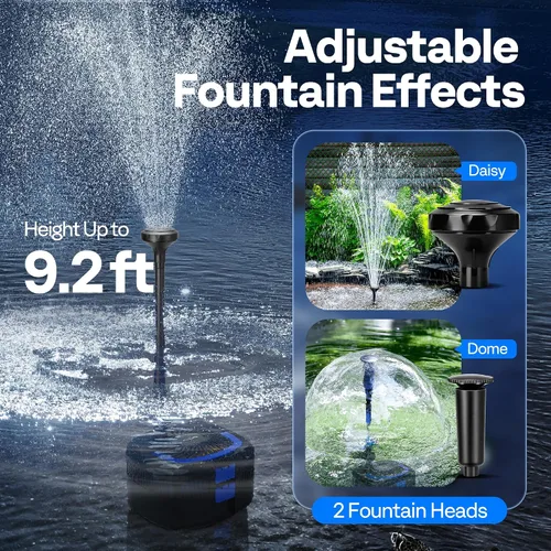 Vista 4 de VIVOHOME Kits de sistema de filtro de estanque 4 en 1, bomba de agua de 950 GPH con filtro, fuente y combo de luz de 13 W para estanques de hasta
