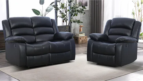 Vista 30 de EBELLO Juego de sofá reclinable manual, moderno juego de muebles reclinables de microfibra para sala de estar, incluye 2 sillas reclinables y 1 sofá