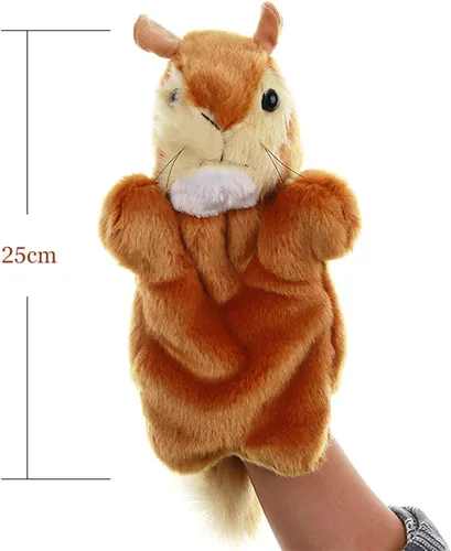 Vista 3 de Marionetas de mano de felpa, ardilla, juguetes de marionetas de animales de peluche para juego imaginativo de cuentos, regalos para niños, marrón