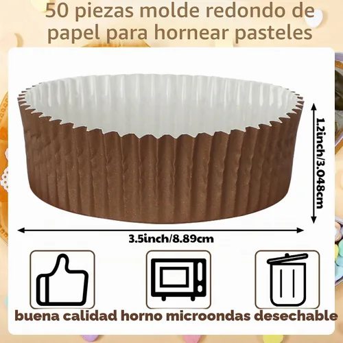 Vista 2 de Uiifan Moldes Desechables Redondos para Cupcakes, Moldes de Papel para Hornear, Envolturas de Cupcake, Papel para Cupcake Apto para Microondas