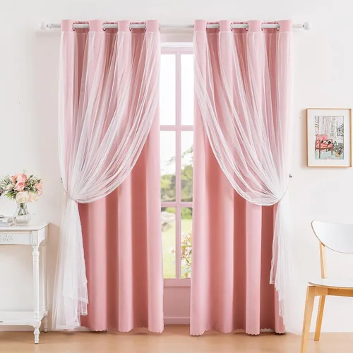 Vista 27 de Anytime Cortinas opacas y transparentes para ventana, par de paneles de cortinas lisas con ojales en la parte superior, 35 pulgadas de ancho x 63