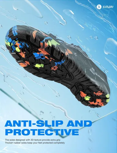 Vista 2 de Simari Zapatos de agua para mujer, hombre, natación, playa, piscina, deportes acuáticos, secado rápido, estilo descalzo, buceo, surf y caminar