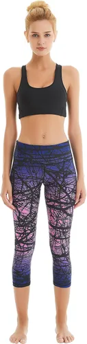 Vista 7 de COOLOMG Pantalones de yoga para mujer, mallas capri para correr, leggings de tiro bajo, entrenamiento, gimnasio con bolsillos ocultos