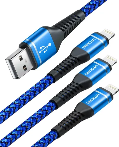 Vista 9 de Cargador corto para iPhone de 1 pie, paquete de 3 [certificado Apple MFi], cable USB a Lightning, cable de carga rápida trenzado de nailon