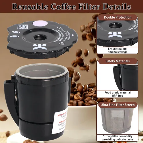 Vista 3 de K250 - Filtro de café molido reutilizable compatible con Keurigg My K Cup 2.0 1.0 K300 K350 K375 K400 K450 K475 - Filtro de café molido recargable