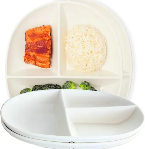 Vista 8 de Uba Placa de control de porciones (PORCELANA) para adultos para una dieta saludable