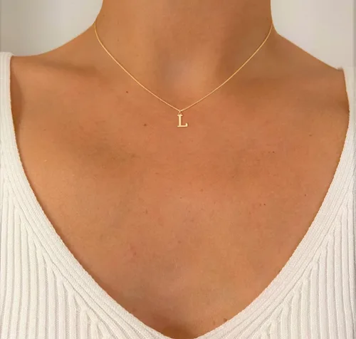 Vista 4 de Foxgirl Gold Initial Necklaces for Women Girls, Dainty Gold Letter Necklace Tiny A-Z Pendant Choker Necklace Trendy Cute Personalized Monogram Name