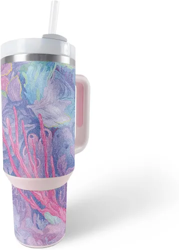 Vista 14 de MightySkins - Vaso con purpurina brillante compatible con Stanley The Quencher H2.0 FlowState de 40 onzas, Crazy Tikis, acabado protector y duradero