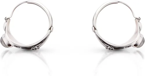 Vista 2 de Pendientes de aro vintage de piedra lunar de plata de ley 925 estilo gitano bohemio chic, Plata de ley, Piedra de luna