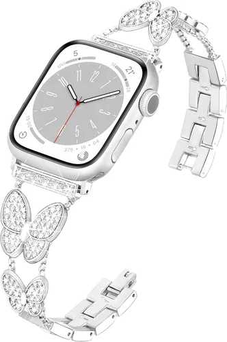 Vista 8 de wipalor Correa de mariposa para Apple Watch de 1.772 pulgadas, 1.732 pulgadas, 1.654 pulgadas, 1.732 pulgadas, 1.732 pulgadas, para mujer, correa