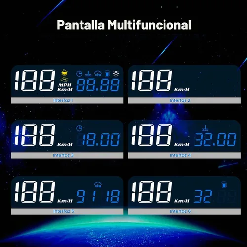 Vista 7 de KAOLALI Pantalla de Visualización de Cabeza para Coche HUD Velocímetro Odómetro OBD2 HD 3D Reflejo Pantalla Multifunción Alarma de Exceso