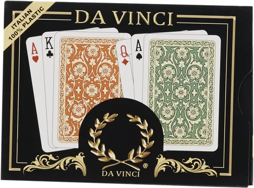 Vista 2 de DA VINCI Venezia, naipes italianos 100% de plástico, juego de 2 cubiertas, índice regular de tamaño de puente