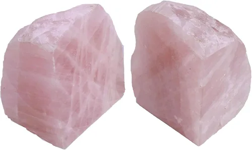 Vista 4 de AMOYSTONE Sujetalibros de cristal de cuarzo rosa para decoración de biblioteca de oficina