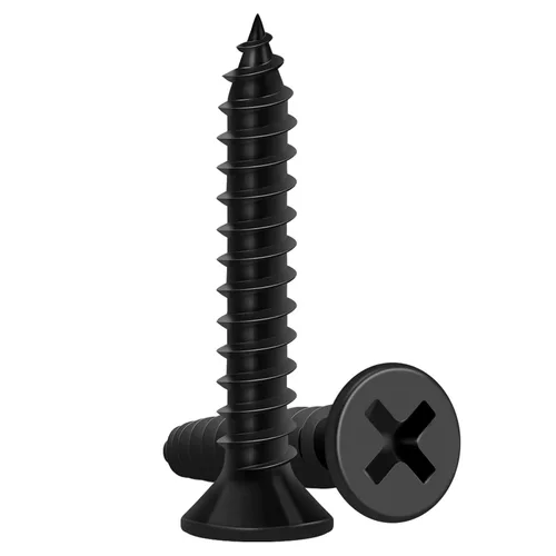 Vista 16 de Tornillos para madera de 1/2 pulgada, FIXLINK Tornillos para madera negros Phillips de cabeza plana premium 135 PCS, autorroscantes
