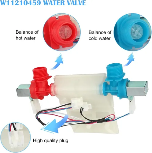 Vista 3 de Whirlpool W11210459 - Válvula de entrada de agua para lavadora, repuesto para W10701459 W10838319 W10869799 PS11757114 W11038711 W11210459VP