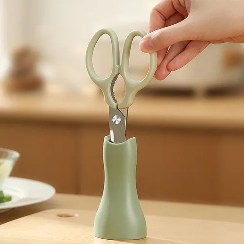Vista 3 de Tijeras de cocina multifuncionales 2 en 1 con pelador desmontable, tijeras de alimentos de acero inoxidable resistentes, mango ergonómico