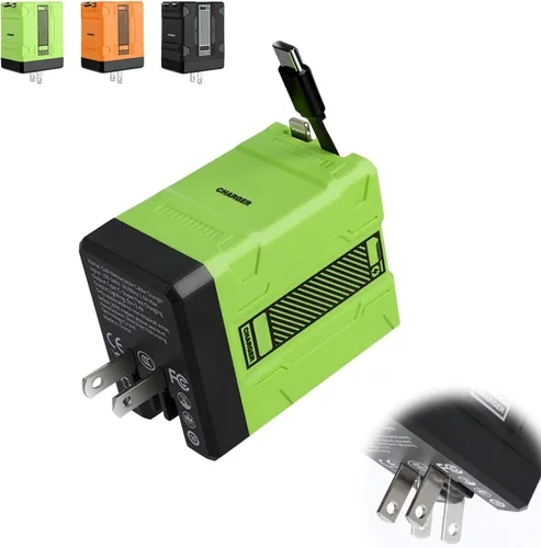 Vista 10 de 2-en-1 Compatible con Cargador Rápido de 120w, Nuevo Adaptador de Corriente de Pared Retráctil de Carga Rápida de 2025 con Enchufe Plegable Todo