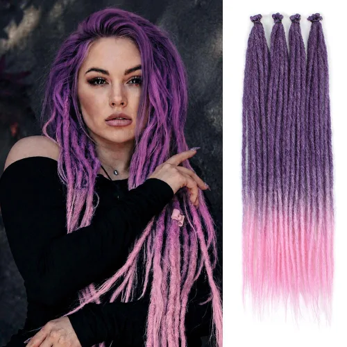 Vista 34 de Kraler Extensiones de Rastas Azules, Extensiones de Rastas Sintéticas de Ganchillo de 22", 100% Hechas a Mano, Rastas de Una Sola Punta, Delgadas