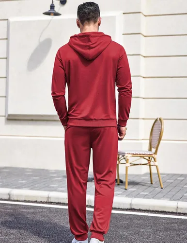 Vista 22 de COOFANDY Conjunto deportivo de 2 piezas para hombre, conjunto deportivo casual con capucha