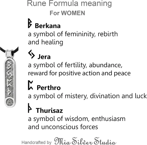 Vista 18 de Viking Rune Formula Pendant Necklace for Men Women - 925 Sterling Silver - Norse Nordic Celtic Jewelry - Runes Protection Amulet - Matching